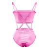 Women's Metallic Shiny Teddy Bodysuit and Bandeau Tube Top Suspender Swimsuit Bikini Set Two Piece Bathing Suit Suspender Jumpsuit Romper Night Rave Dance Costume Sexy Lingerie Sleepwear Pink M view 2
