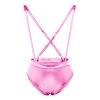 Women's Metallic Shiny Teddy Bodysuit and Bandeau Tube Top Suspender Swimsuit Bikini Set Two Piece Bathing Suit Suspender Jumpsuit Romper Night Rave Dance Costume Sexy Lingerie Sleepwear Pink M view 3