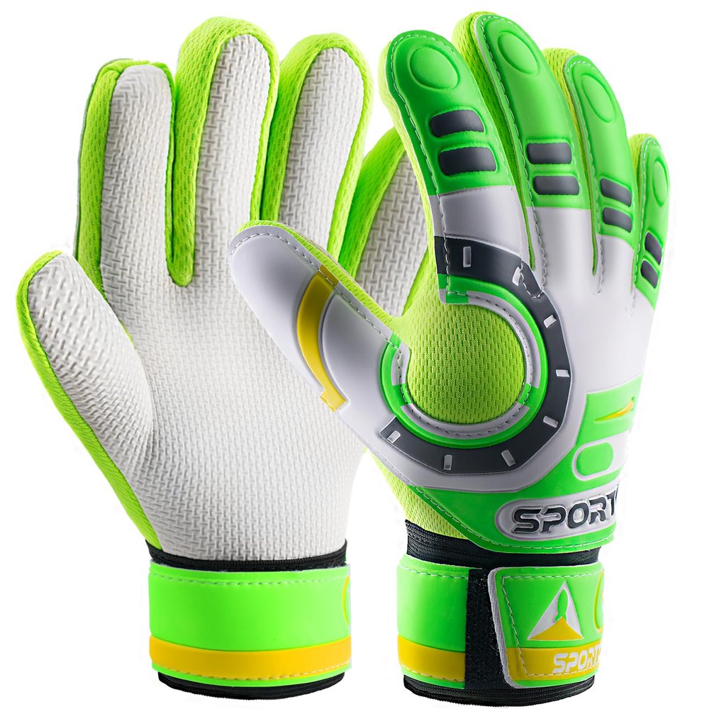 Sportout Kids Goalkeeper Gloves, Soccer Goalie Gloves with Double Wrist Protection and Non-Slip Wear Resistant Latex Material to Prevent Injuries