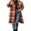 Aurlust Long Plaid Shirt Jacket, Women Loose Wool shackets Fashion, Fall Flannel Button-Down Oversized Checked Shirts Coat (Orange, XX-Large) view 1