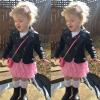 Ikevan 1-5 Years Toddler Girls PU Lapel Leather Jacket Ins Children's Baby Short Leather Jacket Turn-down Short Clothes (Black, 3-4 Years) view 2
