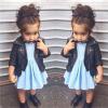 Ikevan 1-5 Years Toddler Girls PU Lapel Leather Jacket Ins Children's Baby Short Leather Jacket Turn-down Short Clothes (Black, 3-4 Years) view 3