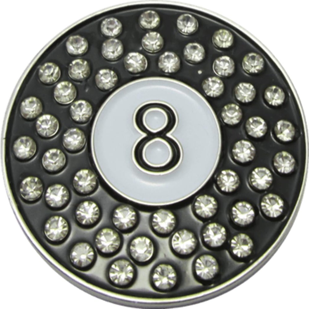ReadyGOLF: 8 Ball Golf Ball Marker & Hat Clip with Crystals