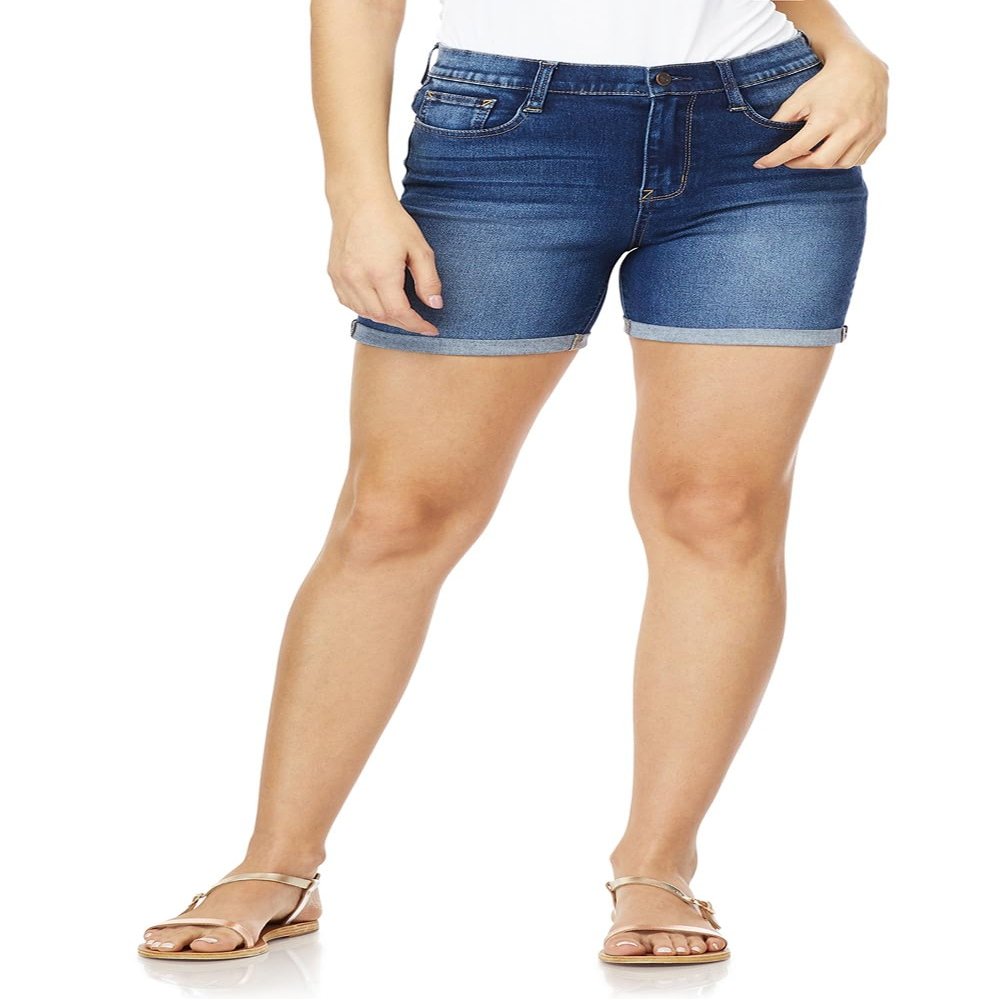 WallFlower Jeans Irresistible Denim Shorts for Women High Rise Insta Soft Figure Enhancing Stretch Denim in Standard and Plus, Kelly, 20 Plus
