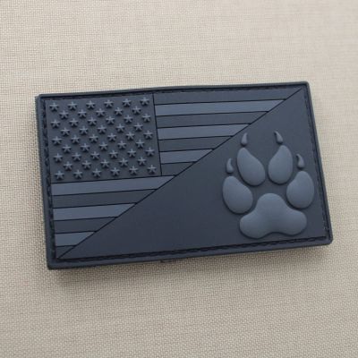 K9 Paw American Flag PVC Dog Patch [Blackout Subdued] Compatible with Velcro Patches for Dog Harness, Dog Patches, Hat Patches, PVC Patches, Molle Patches