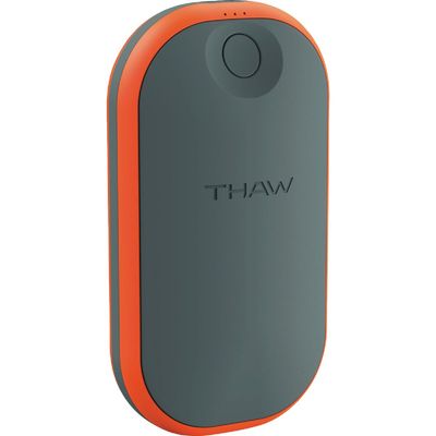 THAW Rechargeable USB Hand Warmer, Portable Power Bank Charger, Great for Hunting, Sports, Camping, Outdoors, 3 Levels of Relaxing Heat - Small,Orange and Gray