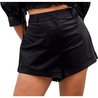 Danielle Bernstein Womens Cuffed High-Cut Shorts Black 0