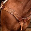 Circle Y Copper Sunflower Tooling Durable Western Horse Size Double Leather Ply Equine Breast Collar with Iron Buckles | 28" - 30" Breast Collar Working Length view 3