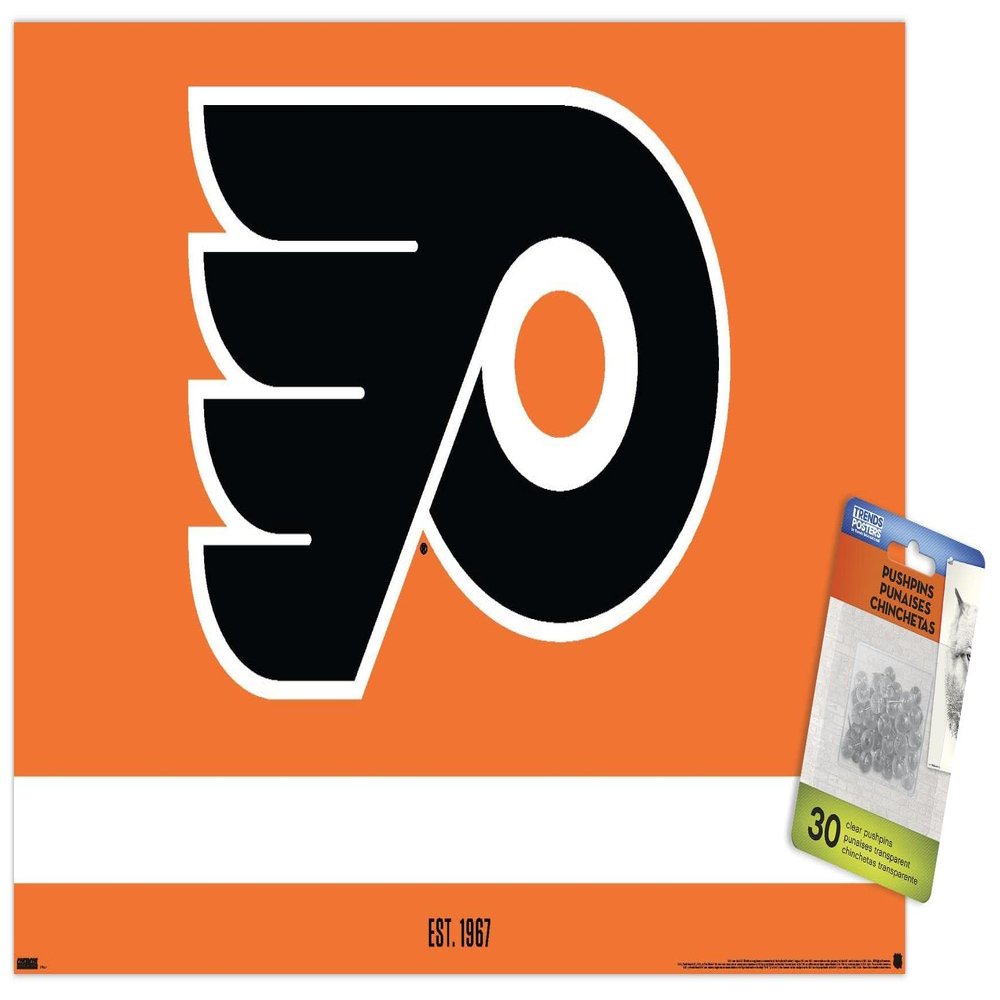 Trends International NHL Philadelphia Flyers - Logo 21 Wall Poster, 14.72" x 22.37", Premium Poster & Push Pin Bundle
