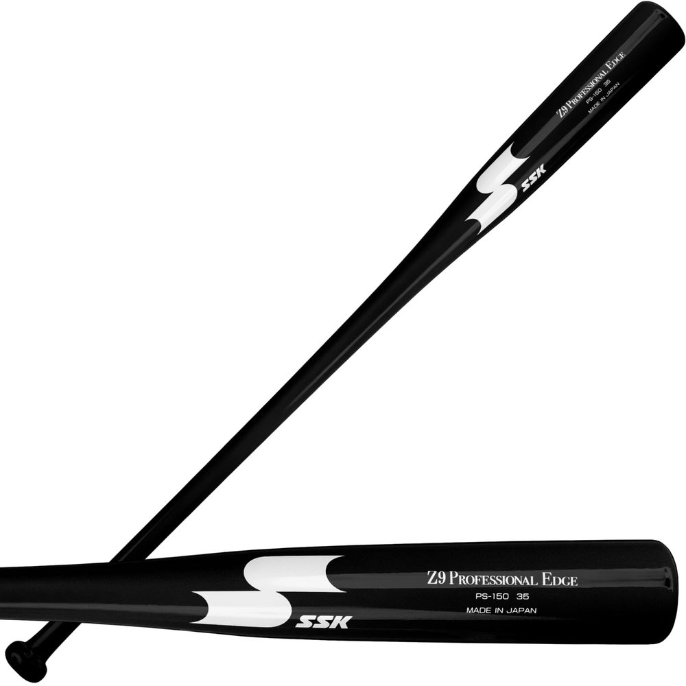 SSK Z9 Professional Edge Coaches Wood Fungo Bat 33" 35" 37" - Baseball & Softball - 60 Day Warranty - 35+ Colors (Black/Black/White, 33")