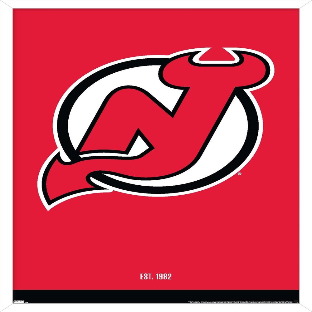 Trends International NHL New Jersey Devils - Logo 21 Wall Poster, 22.375" x 34", White Framed Version