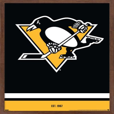 Trends International NHL Pittsburgh Penguins - Logo 21 Wall Poster, 22.375" x 34", Mahogany Framed Version