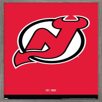 Trends International NHL New Jersey Devils - Logo 21 Wall Poster, 22.375" x 34", Barnwood Framed Version