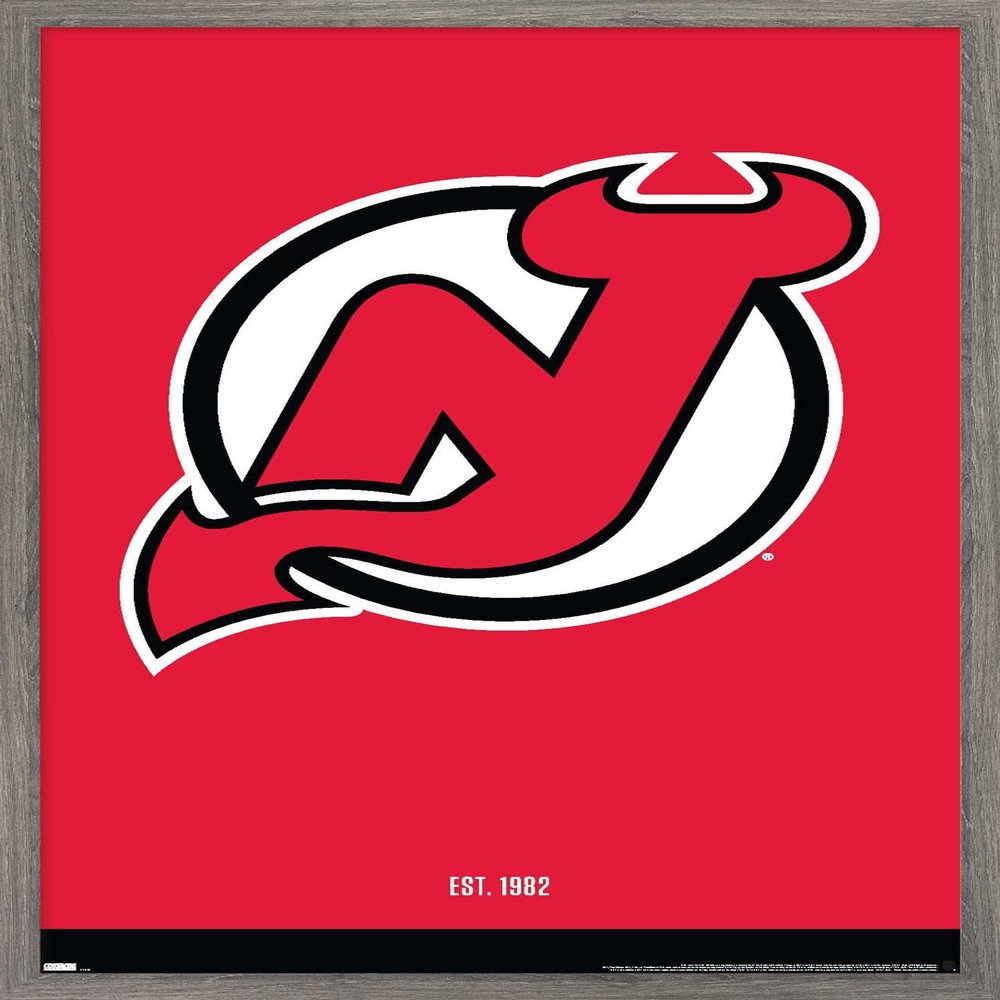 Trends International NHL New Jersey Devils - Logo 21 Wall Poster, 22.375" x 34", Barnwood Framed Version