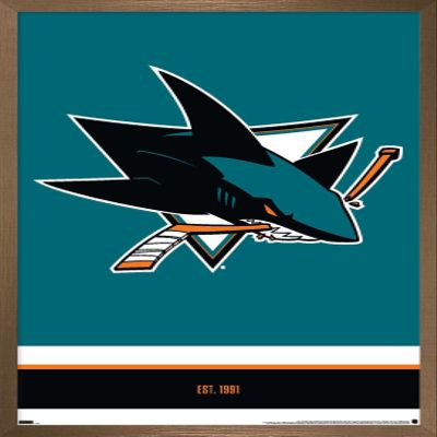 Trends International NHL San Jose Sharks - Logo 21 Wall Poster, 22.375" x 34", Bronze Framed Version
