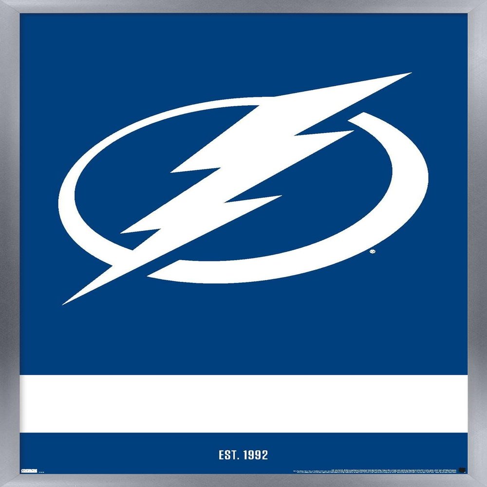 Trends International NHL Tampa Bay Lightning - Logo 21 Wall Poster, 22.375" x 34", Silver Framed Version