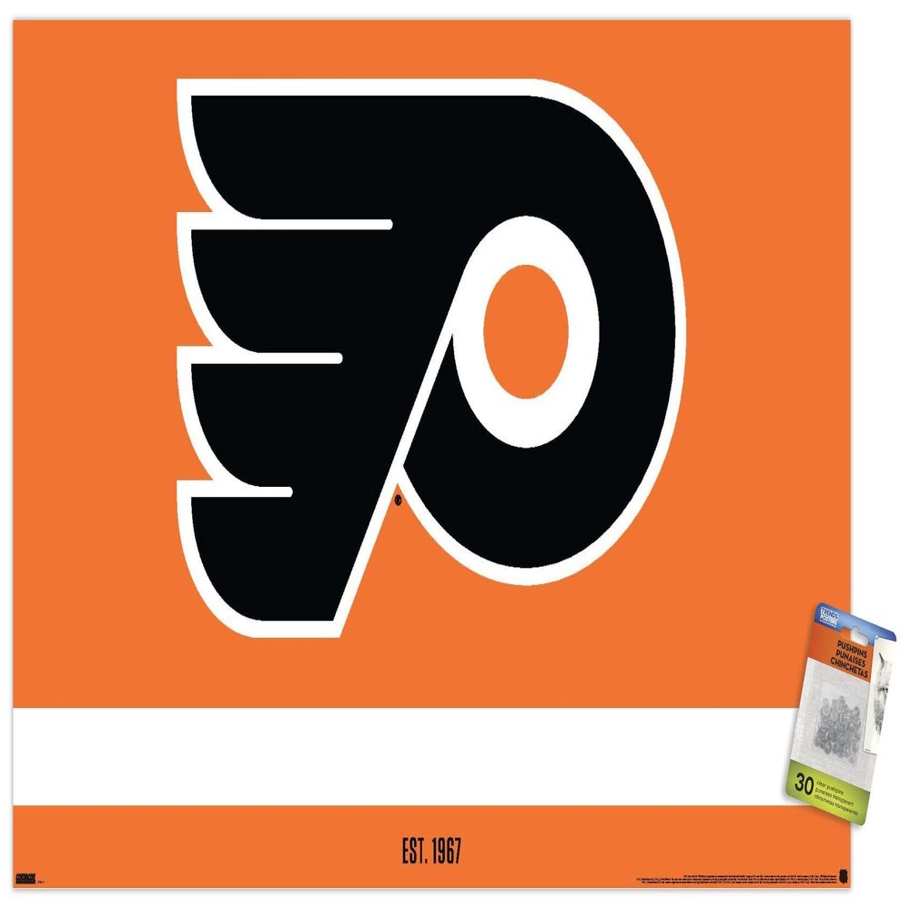 Trends International NHL Philadelphia Flyers - Logo 21 Wall Poster, 22.37" x 34.00", Premium Poster & Push Pin Bundle