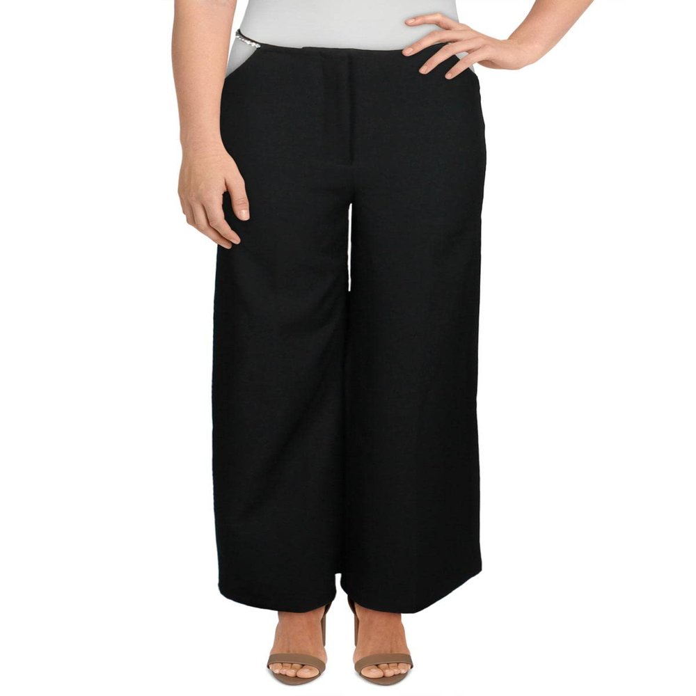Danielle Bernstein Womens Cutout Rhinestone Dress Pants Black 8