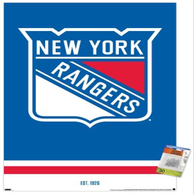 Trends International NHL New York Rangers - Logo 21 Wall Poster, 22.37" x 34.00", Premium Poster & Push Pin Bundle