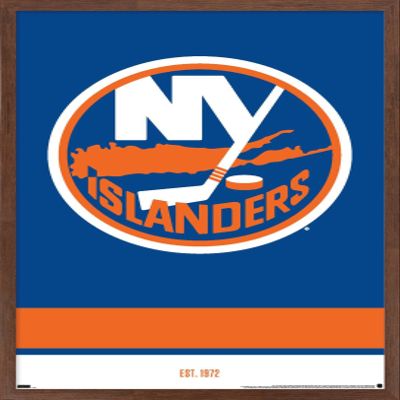 Trends International NHL New York Islanders - Logo 21 Wall Poster, 22.375" x 34", Mahogany Framed Version
