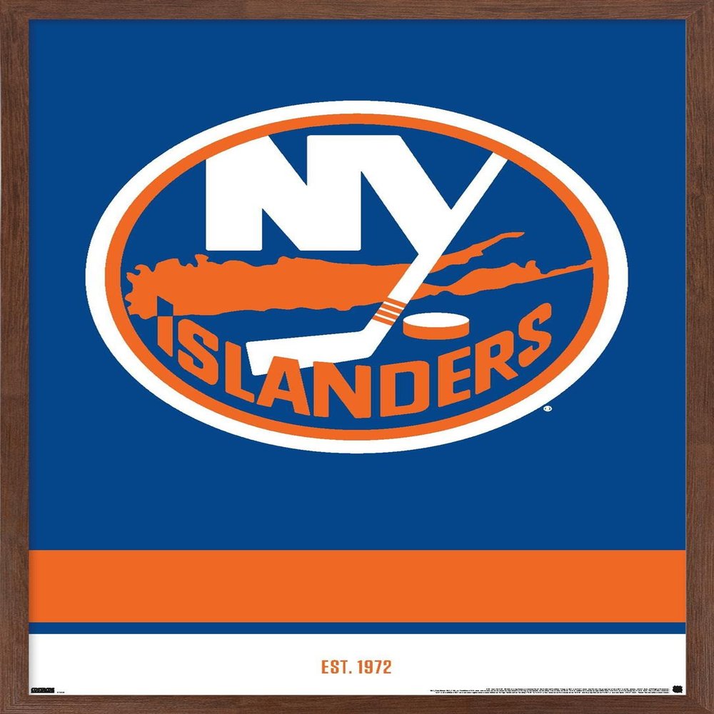 Trends International NHL New York Islanders - Logo 21 Wall Poster, 22.375" x 34", Mahogany Framed Version