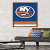 Trends International NHL New York Islanders - Logo 21 Wall Poster, 22.375" x 34", Mahogany Framed Version view 2