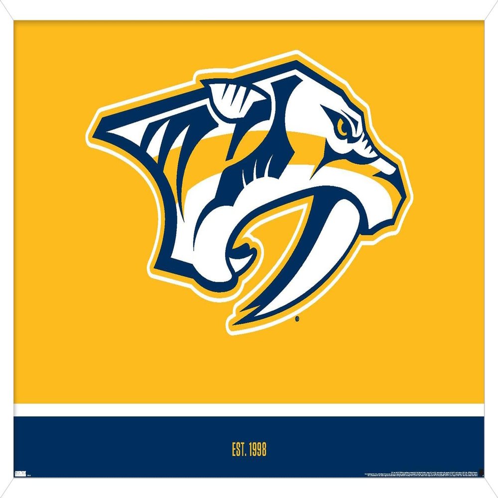 Trends International NHL Nashville Predators - Logo 21 Wall Poster, 22.375" x 34", White Framed Version
