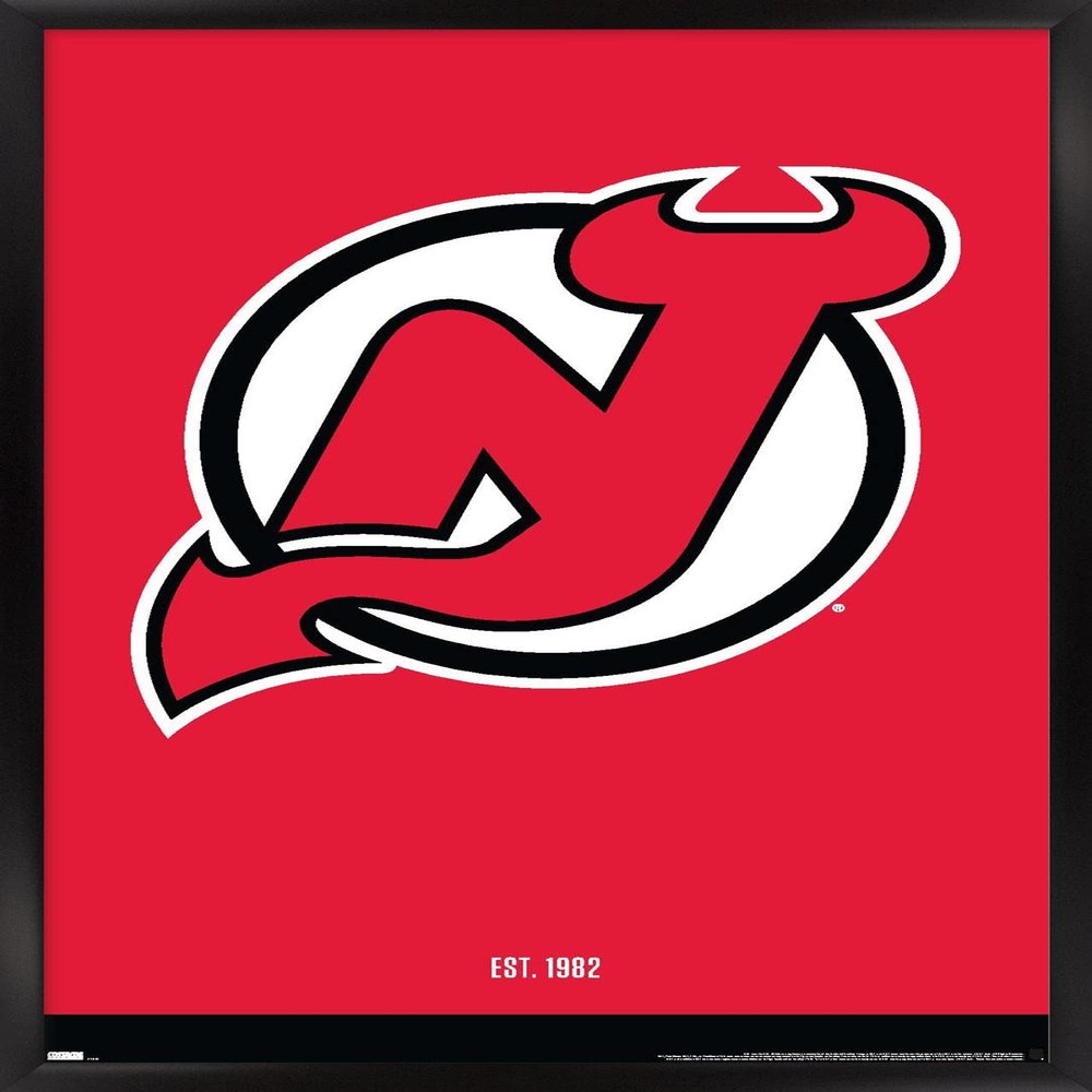Trends International NHL New Jersey Devils - Logo 21 Wall Poster, 22.375" x 34", Black Framed Version