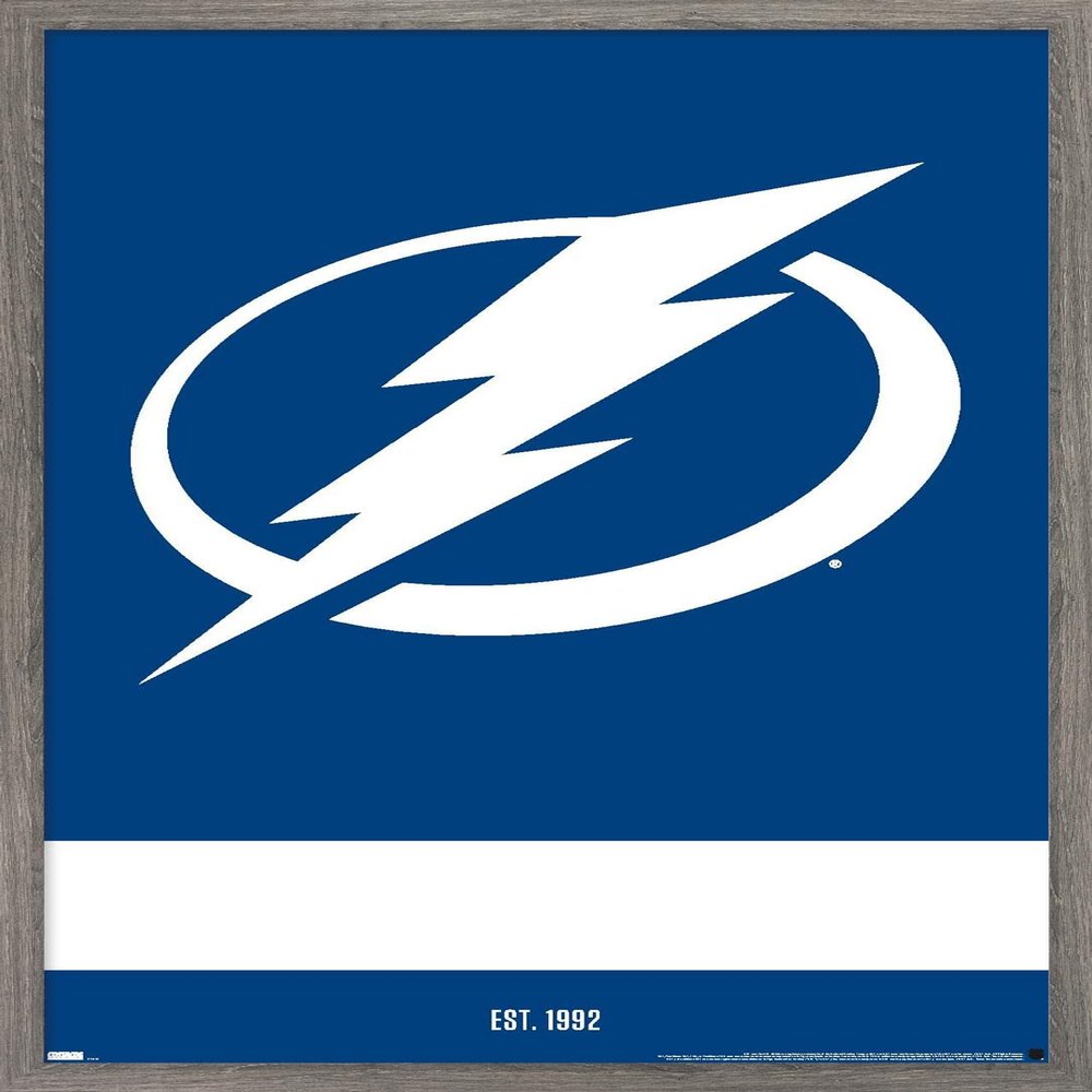 Trends International NHL Tampa Bay Lightning - Logo 21 Wall Poster, 22.375" x 34", Barnwood Framed Version
