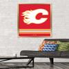 Trends International NHL Calgary Flames - Logo 21 Wall Poster, 22.375" x 34", Gold Framed Version view 2