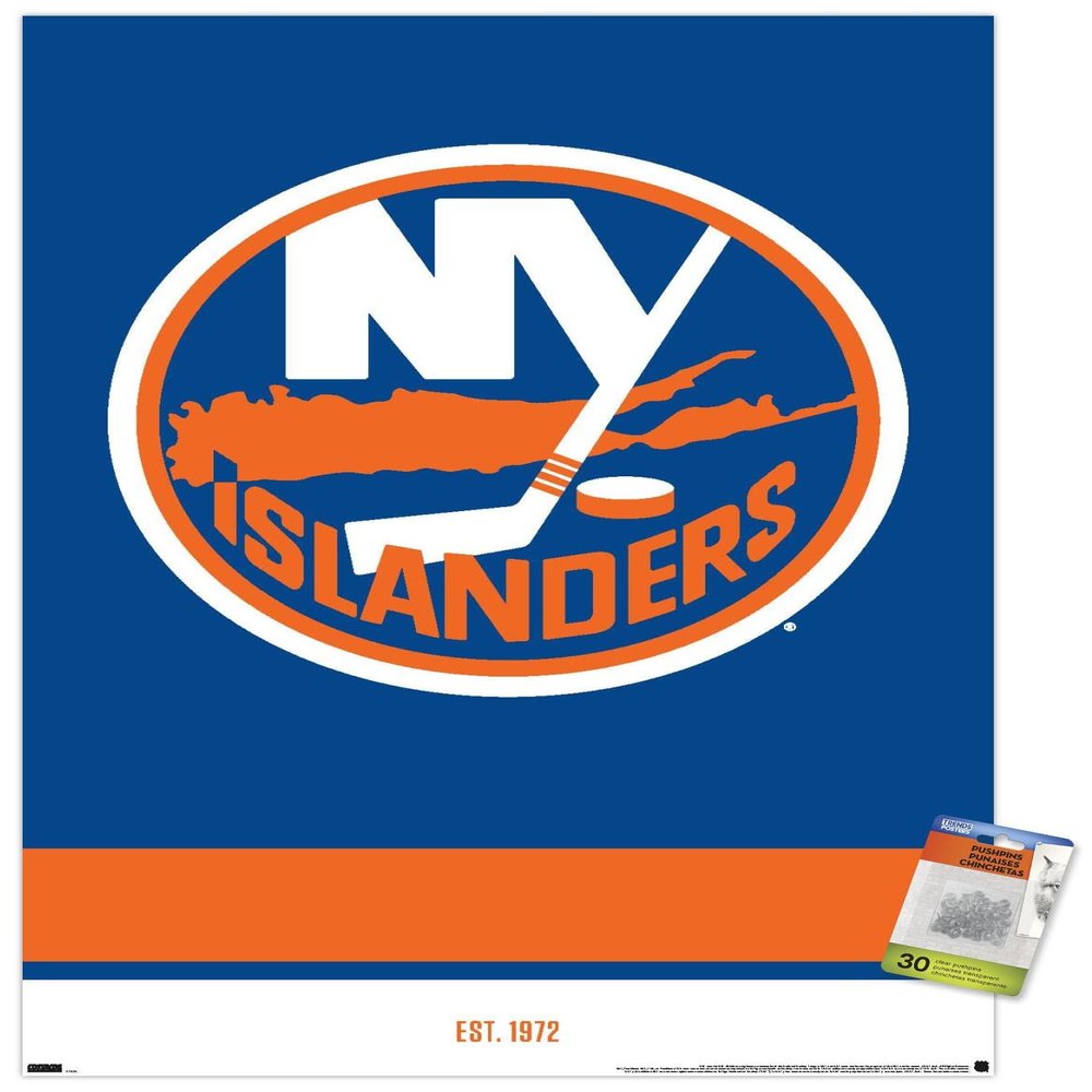 Trends International NHL New York Islanders - Logo 21 Wall Poster, 22.37" x 34.00", Premium Poster & Push Pin Bundle
