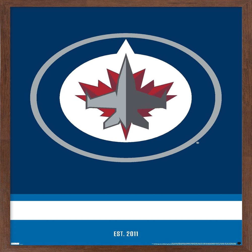 Trends International NHL Winnipeg Jets - Logo 21 Wall Poster, 22.375" x 34", Mahogany Framed Version