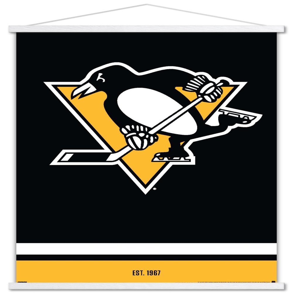 Trends International NHL Pittsburgh Penguins - Logo 21 Wall Poster, 22.375" x 34", Premium Print and White Hanger Bundle