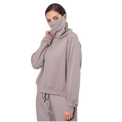 B&A by Betsy and Adam Womens Pullover Built-in Mask Crewneck Sweater Gray M