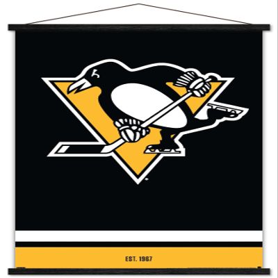 Trends International NHL Pittsburgh Penguins - Logo 21 Wall Poster, 22.375" x 34", Premium Print and Black Hanger Bundle