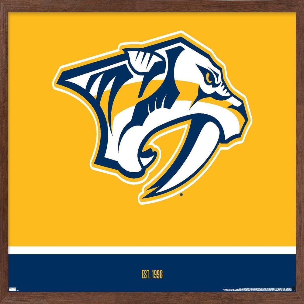 Trends International NHL Nashville Predators - Logo 21 Wall Poster, 22.375" x 34", Mahogany Framed Version