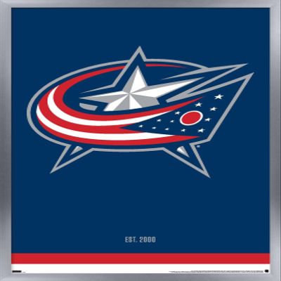 Trends International NHL Columbus Blue Jackets - Logo 21 Wall Poster, 22.375" x 34", Silver Framed Version