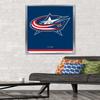 Trends International NHL Columbus Blue Jackets - Logo 21 Wall Poster, 22.375" x 34", Silver Framed Version view 2