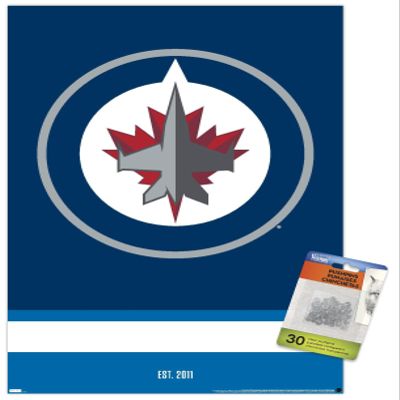 Trends International NHL Winnipeg Jets - Logo 21 Wall Poster, 14.72" x 22.37", Premium Poster & Push Pin Bundle