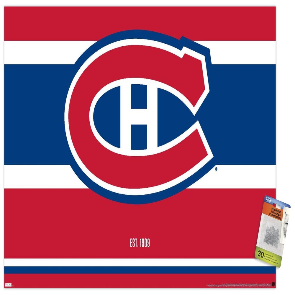 Trends International NHL Montreal Canadiens - Logo 21 Wall Poster, 22.37" x 34.00", Premium Poster & Push Pin Bundle