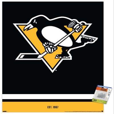 Trends International NHL Pittsburgh Penguins - Logo 21 Wall Poster, 22.37" x 34.00", Premium Poster & Push Pin Bundle