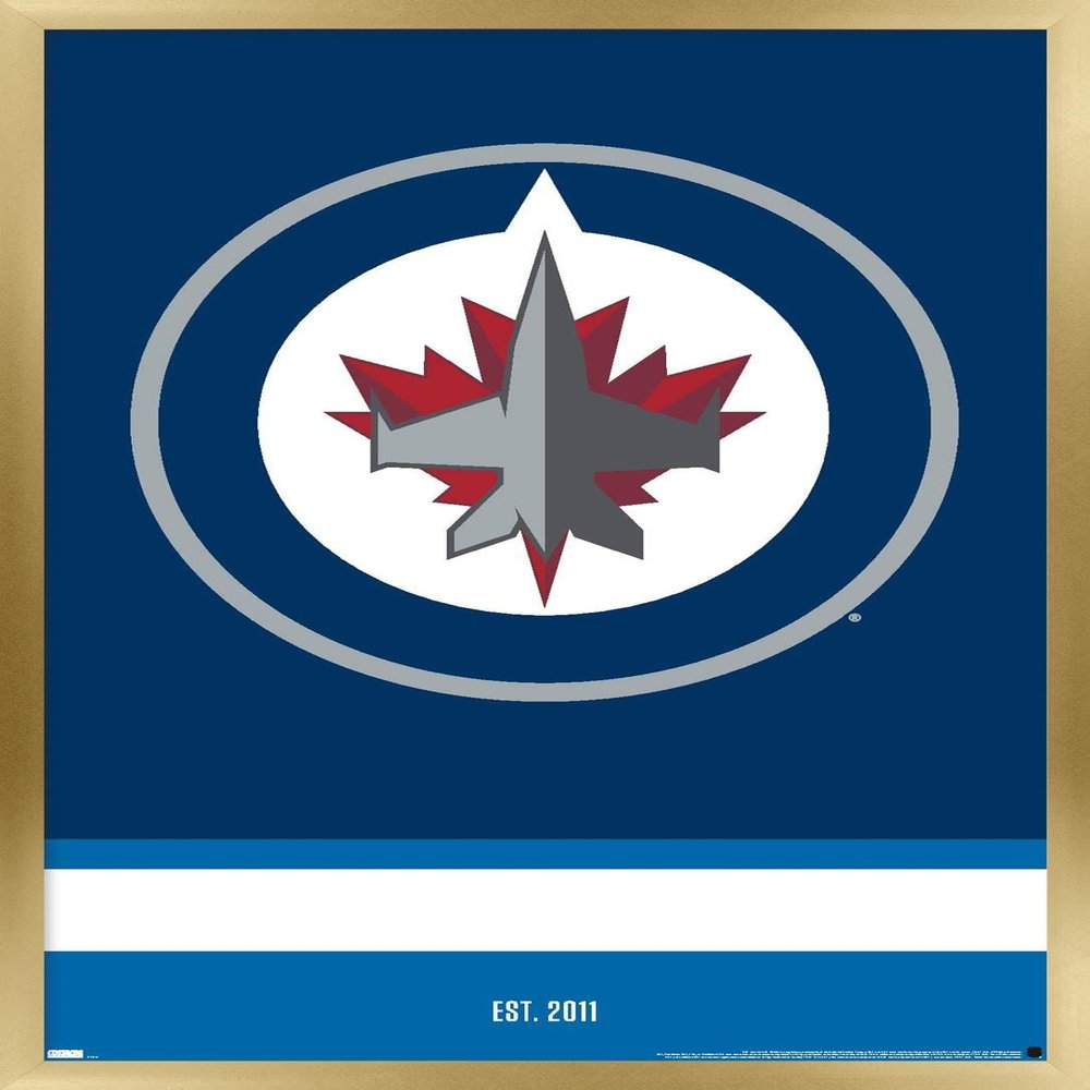 Trends International NHL Winnipeg Jets - Logo 21 Wall Poster, 22.375" x 34", Gold Framed Version