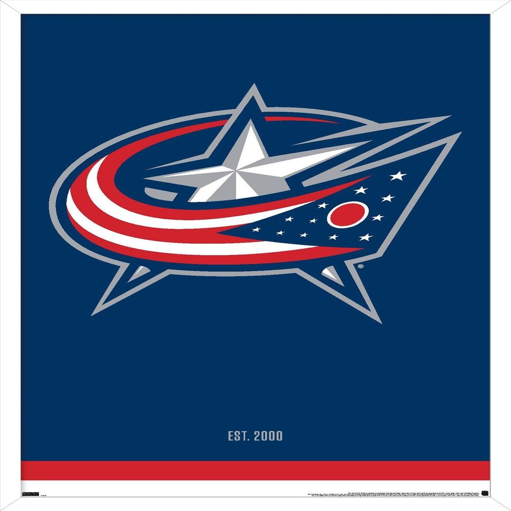 Trends International NHL Columbus Blue Jackets - Logo 21 Wall Poster, 22.375" x 34", White Framed Version