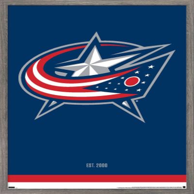 Trends International NHL Columbus Blue Jackets - Logo 21 Wall Poster, 22.375" x 34", Barnwood Framed Version