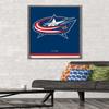 Trends International NHL Columbus Blue Jackets - Logo 21 Wall Poster, 22.375" x 34", Barnwood Framed Version view 2