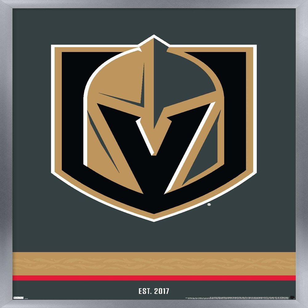 Trends International NHL Vegas Golden Knights - Logo 21 Wall Poster, 14.725" x 22.375", Silver Framed Version