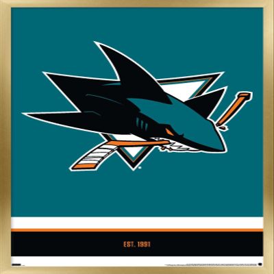 Trends International NHL San Jose Sharks - Logo 21 Wall Poster, 22.375" x 34", Gold Framed Version