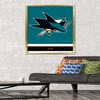 Trends International NHL San Jose Sharks - Logo 21 Wall Poster, 22.375" x 34", Gold Framed Version view 2