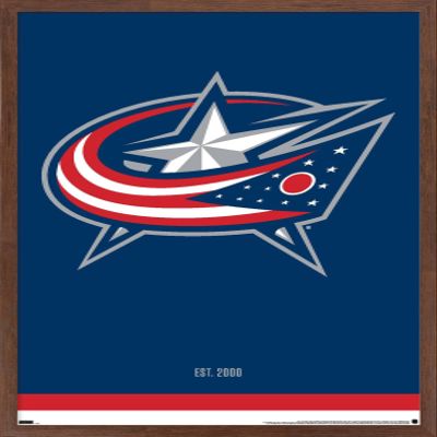 Trends International NHL Columbus Blue Jackets - Logo 21 Wall Poster, 22.375" x 34", Mahogany Framed Version