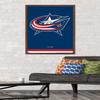 Trends International NHL Columbus Blue Jackets - Logo 21 Wall Poster, 22.375" x 34", Mahogany Framed Version view 2